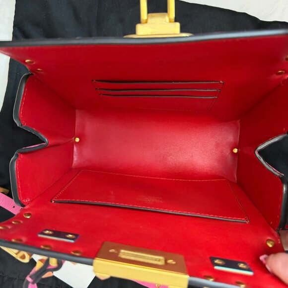 VALENTINO GARAVANI Alcove Rockstud Leather Box Top Handle Bag Pink - Picture 10 of 14